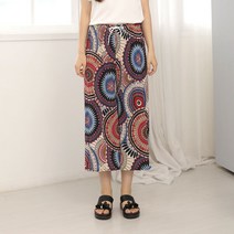 여성 8부 와이드팬츠 여름 밴딩 통바지 쿨바지