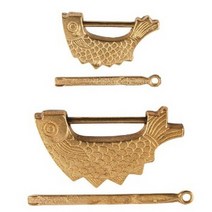 하먼쇼핑] 붕어 자물쇠/옛날 장식장/궤짝/고가구, 59X31/9-8