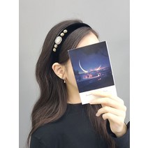 동글 엔틱 사이드 큐빅 블랙 벨벳 헤어밴드 머리띠 2 color