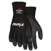 MCR Safety Ninja HPT N9699XL 작업 장갑 15게이지 나일론 쉘 하이드로펠리티 테크놀리(HPT) 방수 코팅 손바닥 손가락 팁 X라지 블랙
