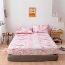 접이식침대 탄성 스트랩 침대 장착 시트 대리석 매트리스 안티 슬립 먼지 커버 시몬스 침대보 홈 섬유 액세서리, 04 180x200x35cm, [05] 분홍색