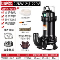 수중배수펌프 배수 양수기 비자동 수영장 워터, 플랜지2200W2인치절단펌프(소교환) 10m파이프+