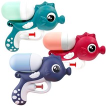 미니 해마 워터건 물총 3p 세트, 보라+청록+코랄핑크