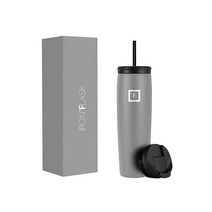 IRON °FLASK 노마드 텀블러 591.5mL(20온스) 뚜껑 2개(빨대플립) 진공 단열 스테인리스 스틸 병 이중 벽 보온 커피 여행용 머그 금속 물통, Graphite_1 Count (Pack of 1)