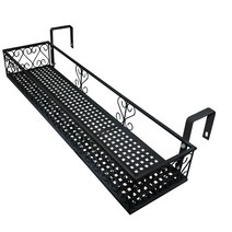 MK 베란다 화분걸이대 일반 난간용 (직각 80 X 25cm) 난간고리 2P, 블랙