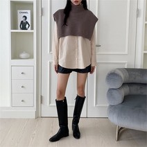 셀러허브 패션 폴라 크롭 터틀넥 조끼