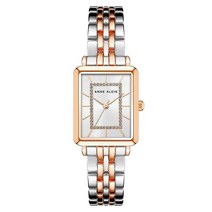 Anne Klein 여성용 글리터 액센트 팔찌 시계 투톤, Silver/Rose Gold
