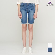 [올리비아로렌(공식)] 밑단포인트 데님 반바지_VVCMPUM5136