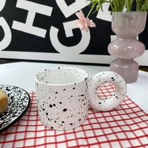 DND마켓 머그컵 300ml도자기 뭉툭 핸드메이드 점박이 오트밀 홈카페 예쁜잔 귀여운 레트로 특이한컵 감성인테리어소품 식약처인증완료 (주)존글로벌, A 두꺼운 O링, 1개