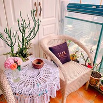 북유럽 손뜨개 원형 테이블보 유럽풍 레이스 식탁보, 80cm 원형, 흰색