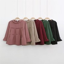 기타 여성주름반목a라인무지중년블라우스