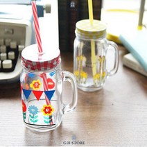 유리소재 플라워패턴 투명 꽃무늬컵 북유럽컵, 기린