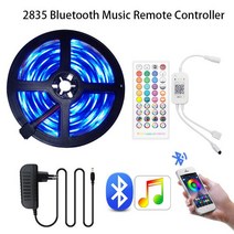 [LED TV 티비] 1-30M LED 스트립 빛 블루투스 음악 SMD 5050 2835 RGB 12V 벽 침실 Wifi 테이프 리본 TV 데스크탑 화면 백라이트 다이오드, [07] 5050 Bluetooth Music, [02] 10M Full set, [02] NON waterproof