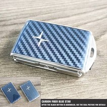 자동차 키 케이스 아연 합금 프레임 수정 셸 반투명 느낌 볼보 S60 S90 XC40 XC60 XC90 V60 V90 폴스타 1 폴 스타 2, [09] CF Pattern Blue