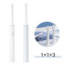 샤오미 미지아 T100 전동 칫솔 1+1세트 + 칫솔모 6개 증정 /, 화이트+블루(칫솔모 6개 증정)