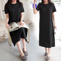 홀리버니 8837 트임 롱 반팔 원피스