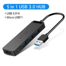 Vention USB 허브 3.0 멀티 USB 분배기 4 USB 포트 3.0 2.0 마이크로 충전 전원 레노버 Xiaomi 맥북 프로 PC 허브 USB 3 0, USB 3.0 with power