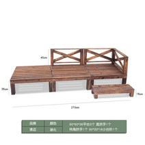 DIY 원목 야외평상 조립식평상 데크 정원 테라스 정자 마루 바닥 안뜰 발코니 복도 빌라 나무 로그 하우스 파빌리온 부식 방지 나무 다다미, 탄화 플랫폼 완전한 세트