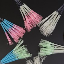 에이피싱루어 꼴뚜기 갈치채비 카본HOOK 뛰어난 훅킹력 장축광튜브 UV줄 - 10EA, 파랑튜브/아이보리꼴뚜기