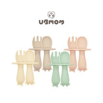 유비맘 자기주도 이유식 스푼 포크 세트, 1개, 민트