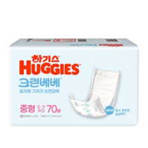 하기스 NEW 크린베베 일자형 기저귀 남여공용 중형 3단계(5~11kg), 미디움, 140매