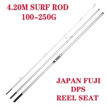 Lurekiller 일본 전체 후지 서핑 로드 4.20M 46T 탄소 3 섹션 80-150G100-250G200-400G 서핑 캐스팅 로드 낚싯대, DPS 100-250G 실버