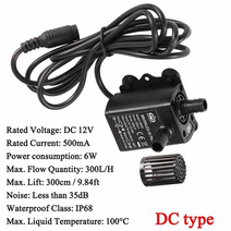 보트 워터펌프 요트 수리 모터 호환용 Decdeal 초저소음 브러시리스 dc usb 512v 2.4-10w 250-400lh 리프트 300cm 잠수정 분수 수족관 순환 호환, 유형 d