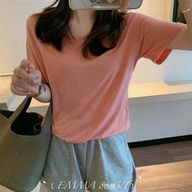 COOREENA별천지 여성반팔티 여성 여자 반팔 티셔츠 면티 실켓티 실켓반팔 봄 여름 맨투맨 라운드 브이넥