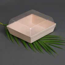정사각 종이도시락(핑크 뚜껑포함SET) 50set