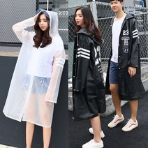 레인코트 후드형 남녀공용 고급우비, 블랙