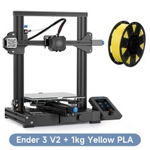 3d프린터 저소음 입문용CREALITY 공식 3D Ender-3 / 3 V2 고정밀 데스크탑 이력서 인쇄 전문 대형 크기 DIY, 14 add 1kg Yellow PLA