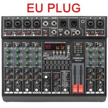 LOMEHO 7 밴드 EQ 오디오 사운드 믹서 테이블 6 모노 채널 믹싱 DJ 콘솔 USB, 체코+EU PLUG