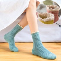 여성 패션양말 샤랄라 레이스양말 긴목5켤레세트