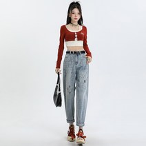 가을 헤비 공예 핫피스 포인트 핸드페인팅 무탄력 아빠 팬츠 레깅스 9부 바지 긴바지