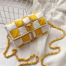 (한국어동영상) diy 가방만들기 키트 패키지 망스티치 퀄트 뜨개질 코바늘 가방뜨기 안감제공, 체크옐로우