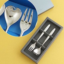 인스푼 티스푼포크 돌 결혼답례품, 엔젤하트 2P (포크1+티스푼1), 인쇄함 / 포장 (보라도트), 1세트