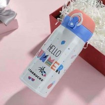 보온병 스타벅스 스테인리스 텀블러 화이트 블랙 휴대용 소형 물컵 커플 원터치 500ml, 컬러 서머 프루티 350ml