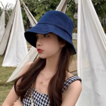 데님 청 벙거지모자 공용 버킷햇 캐주얼 깊은모자