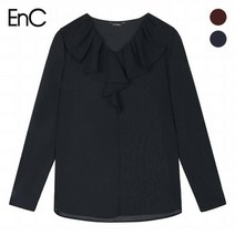 (EnC) V넥 러플 블라우스(ENBA83766O)