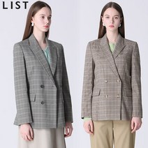 [리스트(LIST)] 더블버튼 글렌체크 자켓 (택가격 338000원)