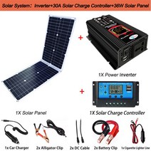 태양광 인버터 12v 순수 사인 DC ~ AC 110V/220V 6000W 휴대용 강력한 파워 뱅크 변환기 LCD 자동차 충전, 08 Black 36W 220V