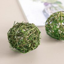라탄볼 7cm (2pcs) 조화 인테리어 집꾸미기 만들기 DIY 장식 소품 FDIYFT, 그린