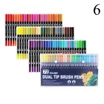 마카펜세트 마커펜 FineLiner-듀얼 팁 브러쉬 아트 마커펜 12/48/100/120 색 직업 수채화 펜 그리기 서, 12 72 Colors Black