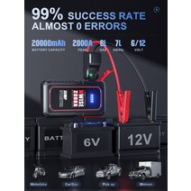점프앤고 Baseus 20000mAh 자동차 점프 스타터 보조베터리 2000A 1000A 자동차 배터리 충전기 비상 부스터 시작 장치 점프 시작, 스페인, 한개옵션0