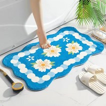 카펫 카페트 매트 러그 욕실 화장실 공부방 바닥 욕실, 02.50x80 cm(흡수 모조 캐시미어), 13.물결 모양의 파란색 꽃