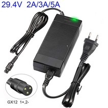 전동킥보드배터리 29.4V 2A 5A 전원 어댑터 충전기 24V 호버 보드 면도기 전기 자전거 바퀴 스킷 모드 스포츠 스쿠터, UK, 29.4V 5A