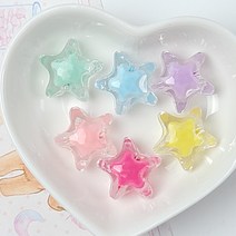 핀쿠션 6개)별모양 아크릴 컬러비즈 (투명), 6컬러전부