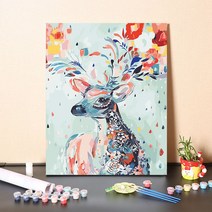 메벨로 DIY 명화 호랑이 고양이 숫자그리기세트 액자, 05.꽃사슴