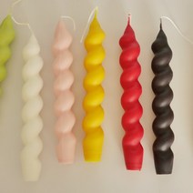 [바보사랑] 통통 스파이럴 테이퍼 캔들 / 촛대 캔들 / 꽈배기 캔들, 색상:레드