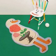 인테리어 러그 오리 카펫 침실 소녀 침대 옆 담요 홈 타원형 침대 옆 깔개 방 카펫 농축